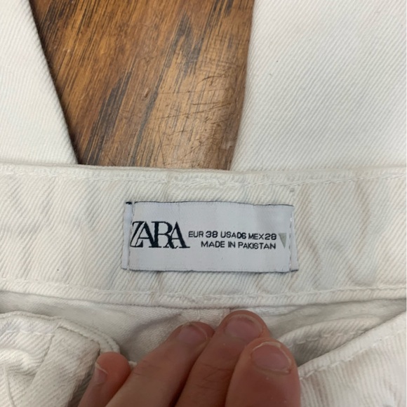 Zara womens white raw hemmed jeans - Picture 4 of 5